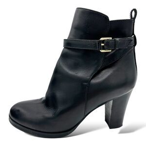 J.CREW Ankle Boots Platform Sz. 9 Black Leather Belted Made in ITALY Women's 10